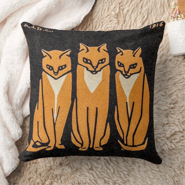 Three Cats by Julie de Graag  Cushion (Blanket)