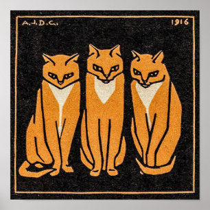 Three cats by Julie de Graag Poster