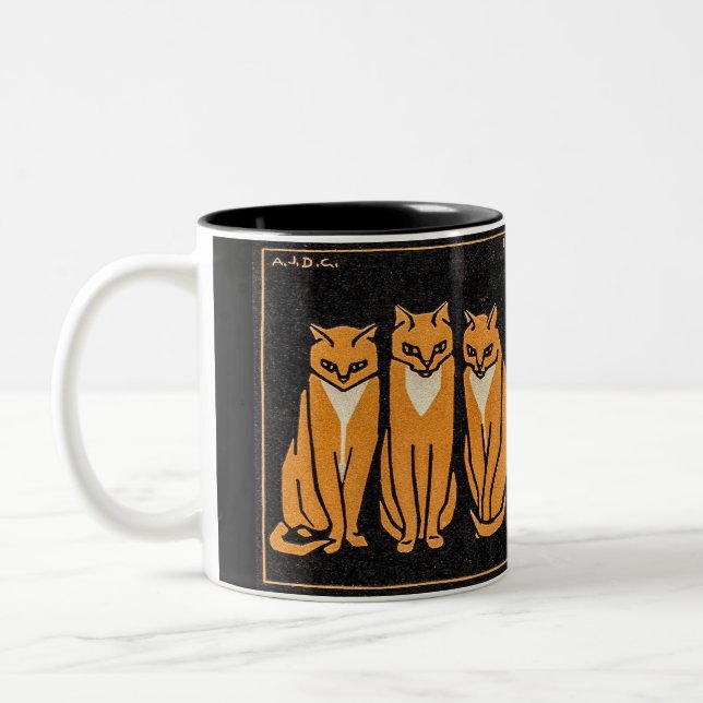 Three Cats by Julie de Graag  Two-Tone Coffee Mug (Left)