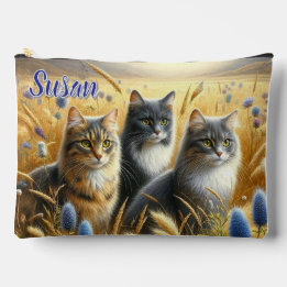 Three Cats Cat Lover Accessory Pouch