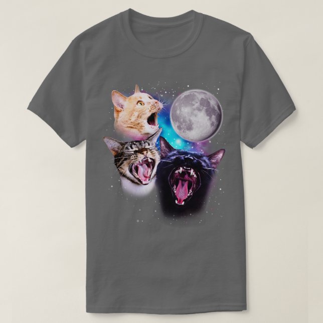 Three Cats Howl at the Moon T-Shirt (Design Front)