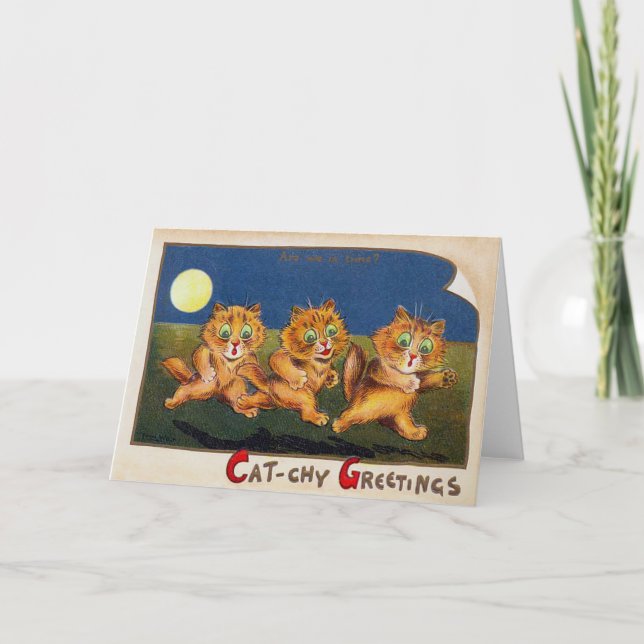 Three Cats in a Hurry, Louis Wain Card (Front)