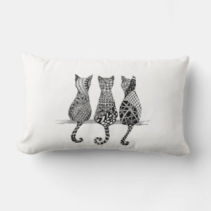 Three Cats in a Row Pillow in a Design