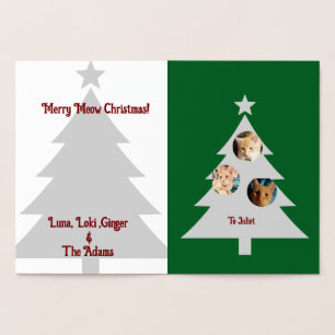 Three Cats Photos, Personalized Christmas Foil Card