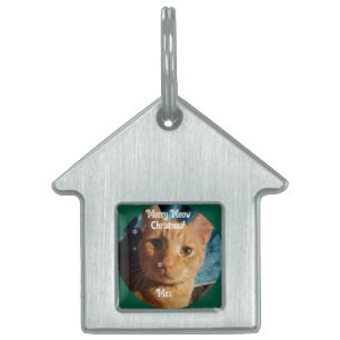 Three Cats Photos, Personalized Christmas Pet ID Tag