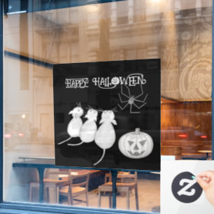 Three Cats, Pumpkin, and Spider Halloween