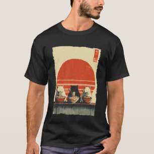 Three Cats Ramen Funny Aesthetic Japanese Ukiyo-e  T-Shirt
