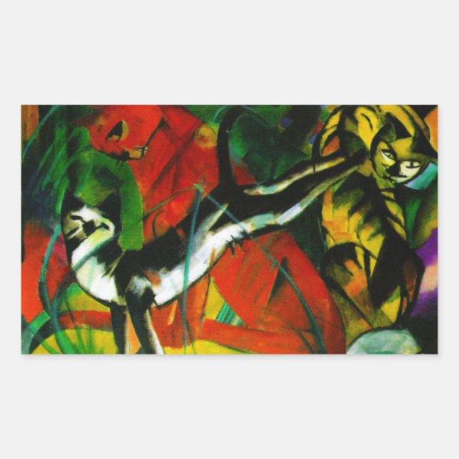 Three Cats Rectangular Sticker (Front)