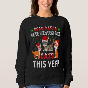Three Cats Santa Hat Xmas Funny Christmas For Cat Sweatshirt