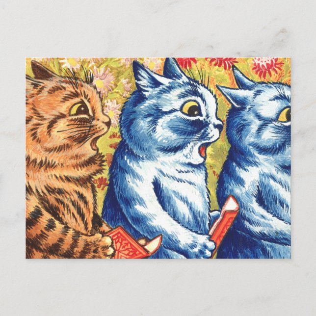 Three Cats Singing By Louis Wain Postcard (Front)