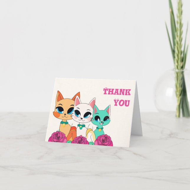 Three Cats Thank You Card (Front)