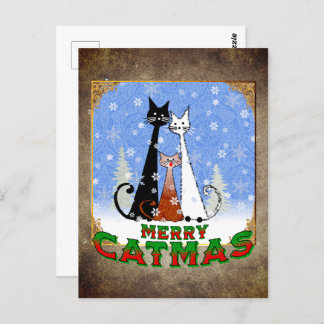 three cats wishing you 'Merry Catmas' Postcard