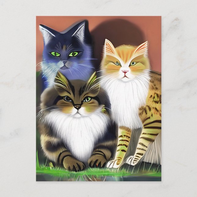 Three Cats with an Attitude  Postcard (Front)