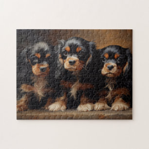 Three Cavalier King Charles Spaniel puppies Jigsaw Puzzle