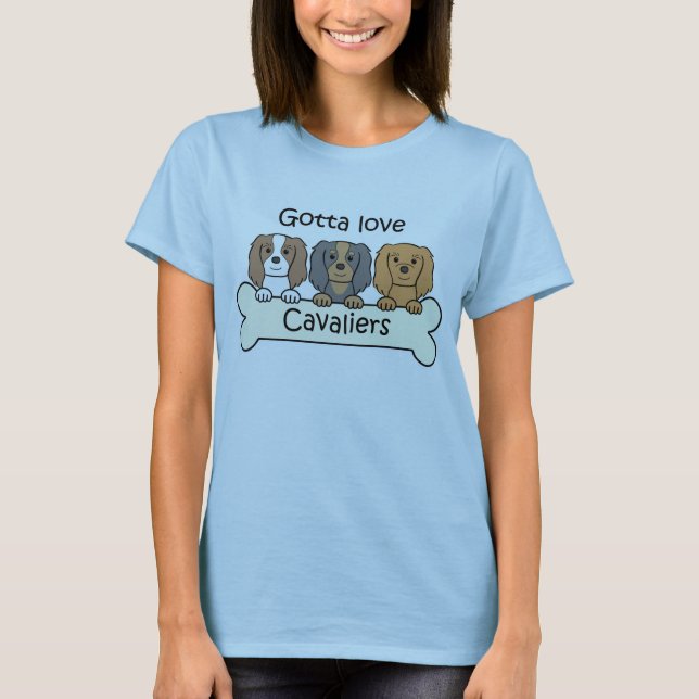 Three Cavalier King Charles Spaniels T-Shirt (Front)