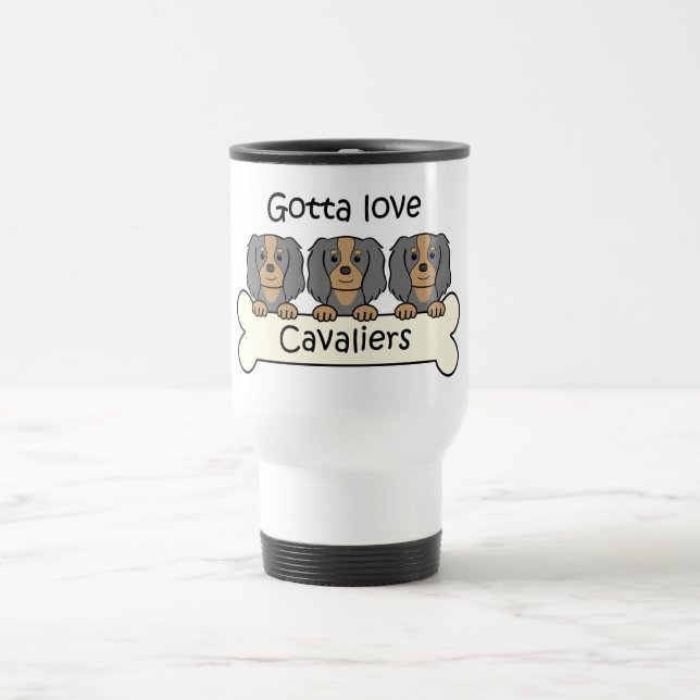 Three Cavalier King Charles Spaniels Travel Mug (Center)