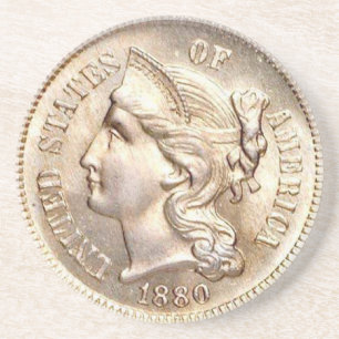 Three Cent Piece Money Coaster. Coaster