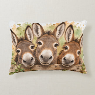 Three Cheeky Donkeys – Charming Farmyard Decorative Cushion