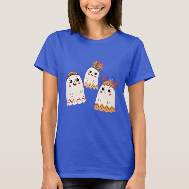 Three cheerful ghosts with unique headpieces T-Shirt (Front)