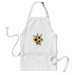 Three Cheerful Sunflowers Floral Bouquet Standard Apron