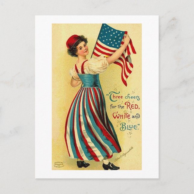 Three Cheers for the Red White and Blue Postcard (Front)
