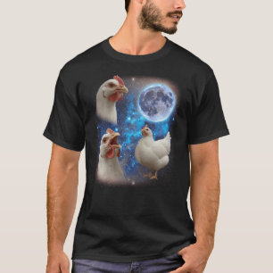 Three Chickens Howling At The Moon Weird Meme T-Shirt