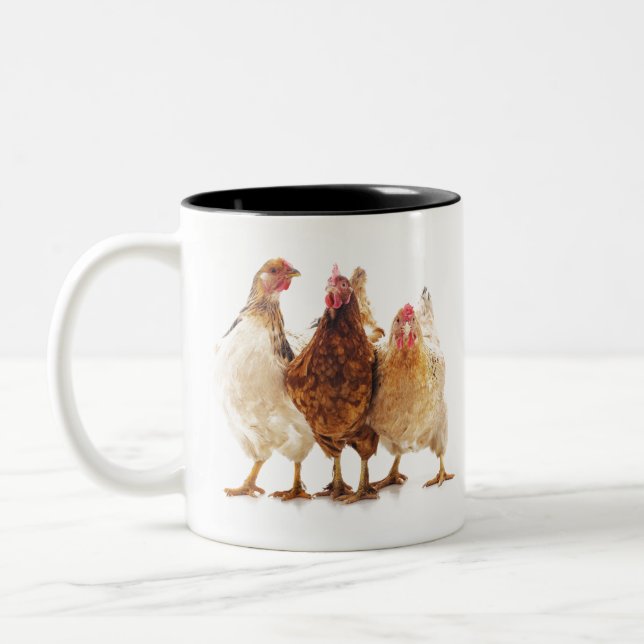 Three Chickens Two-Tone Coffee Mug (Left)