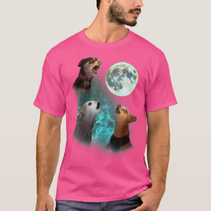 Three Chihuahuas Howl At Moon 3 Wolfs Funny Wolves T-Shirt