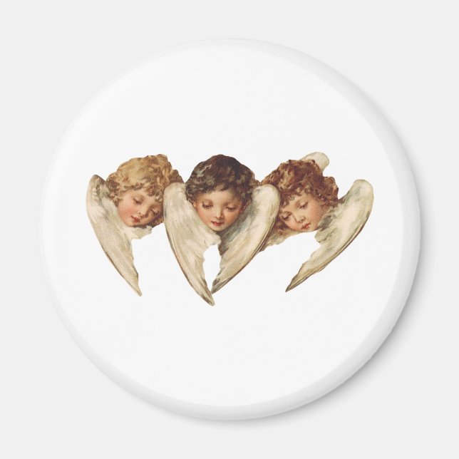 Three Child Angels - Vintage Kitsch Art Magnet (Front)