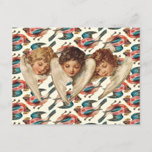 Three Child Angels - Vintage Kitsch Art Postcard