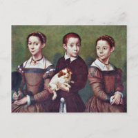 Three Children With Dog By Anguissola Sofonisba