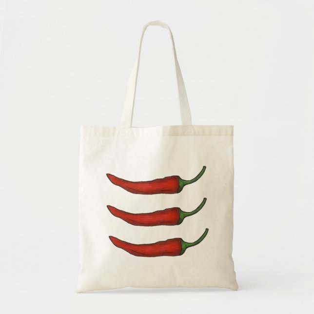 Three Chiles Hot Red Chilli Pepper Peppers Tote Bag (Front)