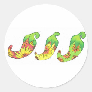 Three Chilis in a Row Classic Round Sticker