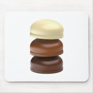Three chocolate coated marshmallows mouse pad