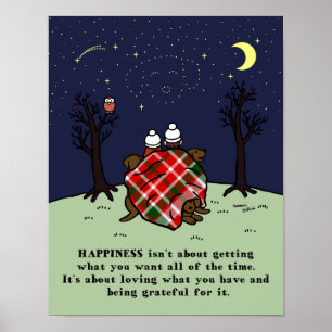 Three Chocolate Labradors Family and Starry Sky Poster