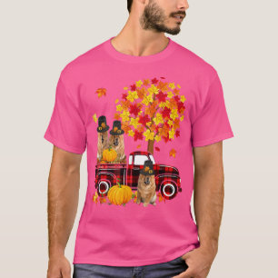 Three Chow Chow Dogs On Pickup Truck Thanksgiving T-Shirt