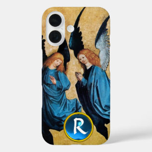 THREE CHRISTMAS ANGELS IN BLUE GEM MONOGRAM  iPhone 16 CASE
