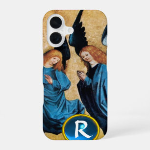 THREE CHRISTMAS ANGELS IN BLUE GEM MONOGRAM iPhone 16 CASE