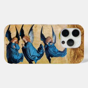 THREE CHRISTMAS ANGELS IN BLUE PARCHMENT iPhone 15 PRO CASE