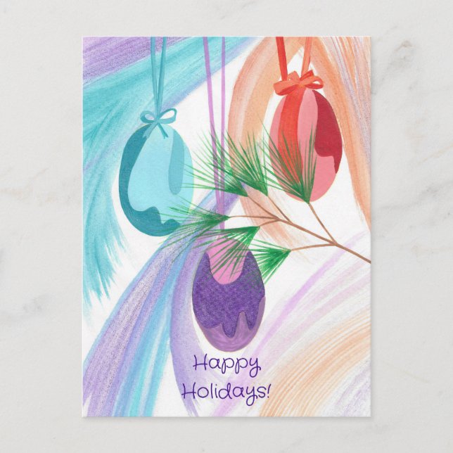 Three Christmas Balls Holiday postcards (Front)