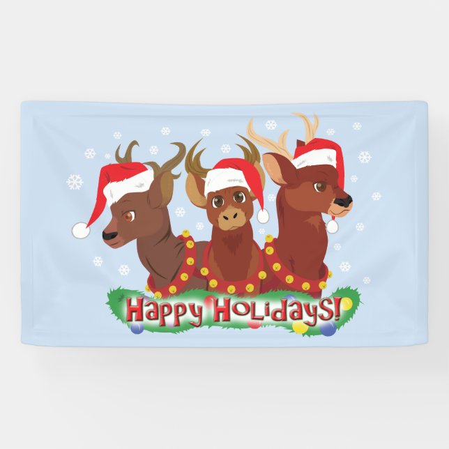 Three Christmas Deer Banner (Horizontal)