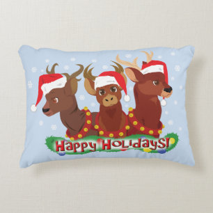 Three Christmas Deer Decorative Cushion