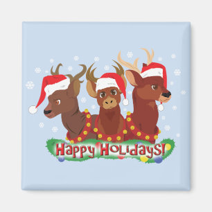 Three Christmas Deer Magnet