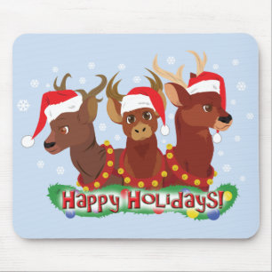 Three Christmas Deer Mouse Pad