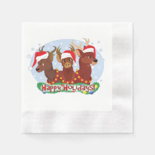 Three Christmas Deer Napkin
