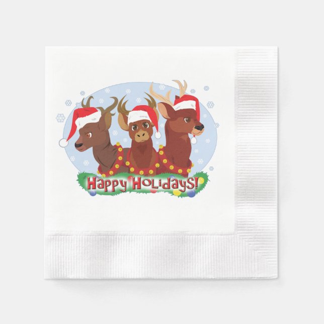 Three Christmas Deer Napkin (Front)