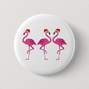 Three Christmas Flamingos 6 Cm Round Badge
