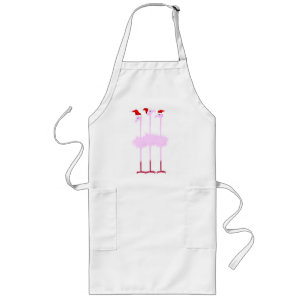 Three Christmas Flamingos  Aprons