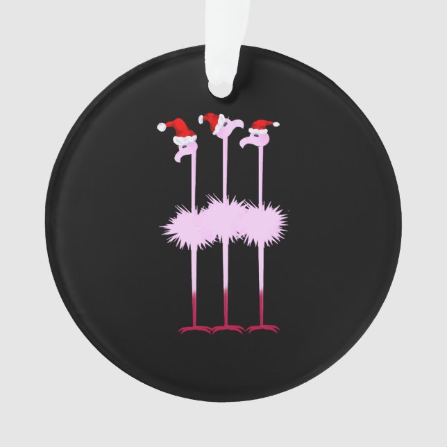 Three Christmas Flamingos Ornament (Front)
