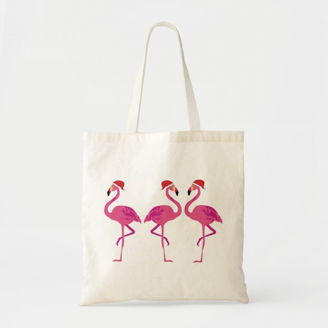 Three Christmas Flamingos Tote Bag (Front)
